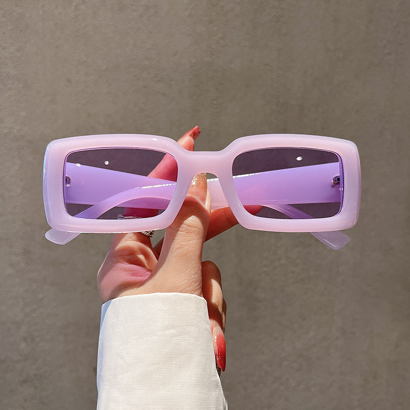 Boho Rectangle Sunglasses Gradient Candy Shades UV400 Sunscreen Glasses
