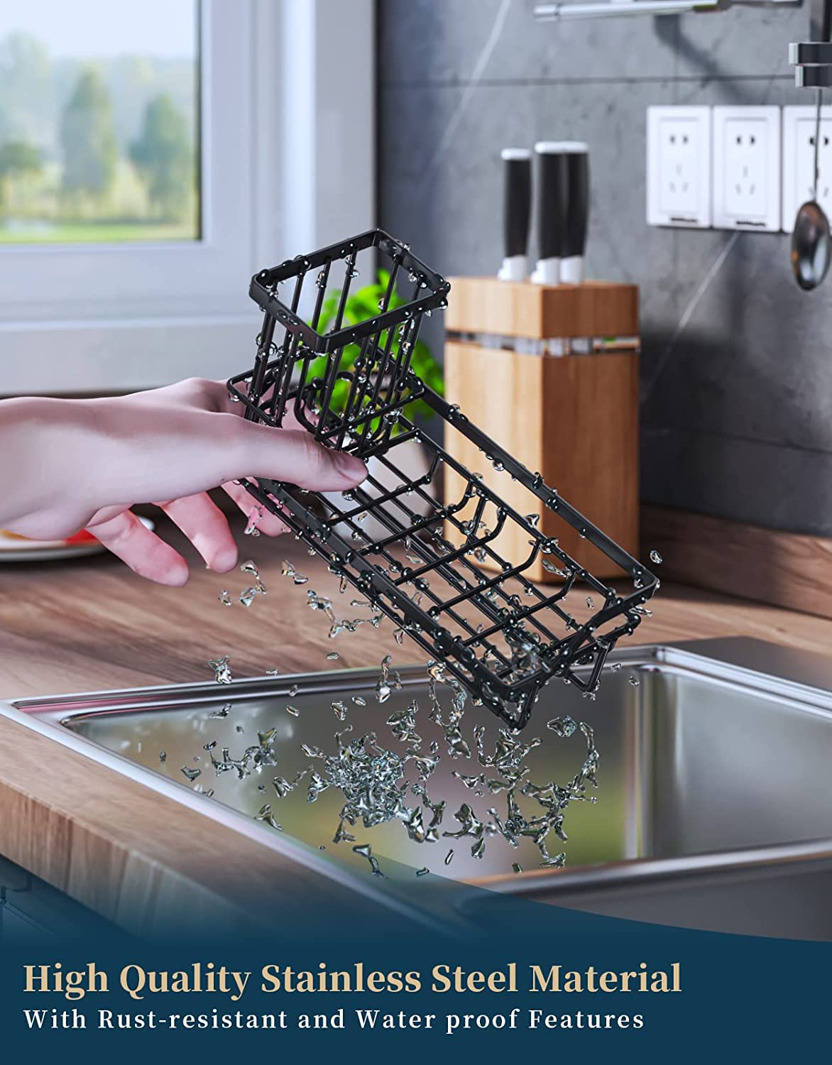 Sink Caddy, Torubia Silver Kitchen Sponge Holder + Dish Brush Holder for Kitchen  Sink, Sink Organizer with Drip Tray for Countertop, Stainless Steel  Rustproof 