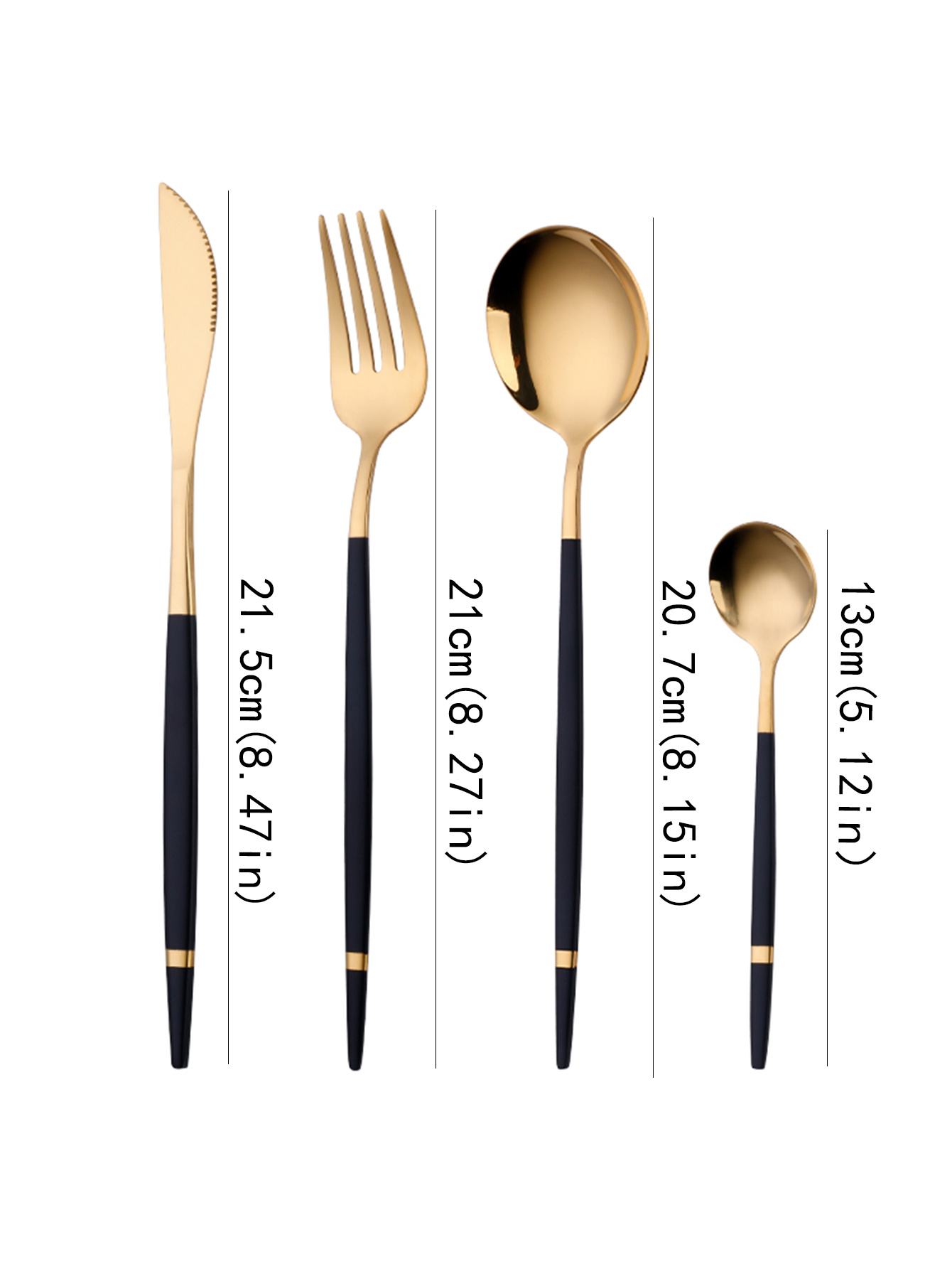 Durable Stainless Steel Flatware Set Black Golden Silverware - Temu