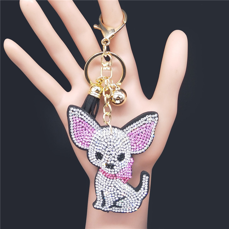 Aqua79 Chihuahua Dog Keychain - Gold 3D Sparkling Charm Rhinestones  Fashionable Stylish Metal Alloy Durable Key Ring Bling Crystal Jewelry  Accessory with Clasp at  Women's Clothing store
