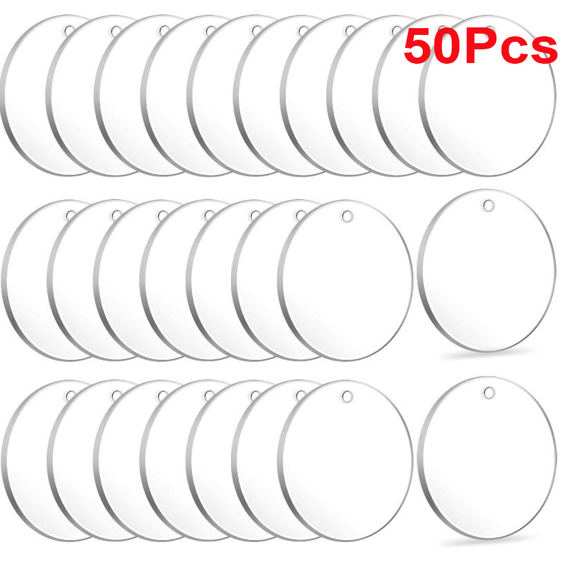 Tag Shaped Acrylic Keychain Blanks - Set of 5 2.5 Diameter