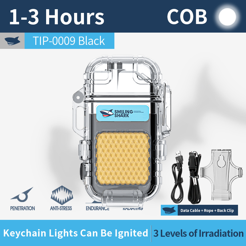 Smiling Shark LED Keychain Flashlights USB Rechargeable Mini Pocket  Flashlight With Lighter Function