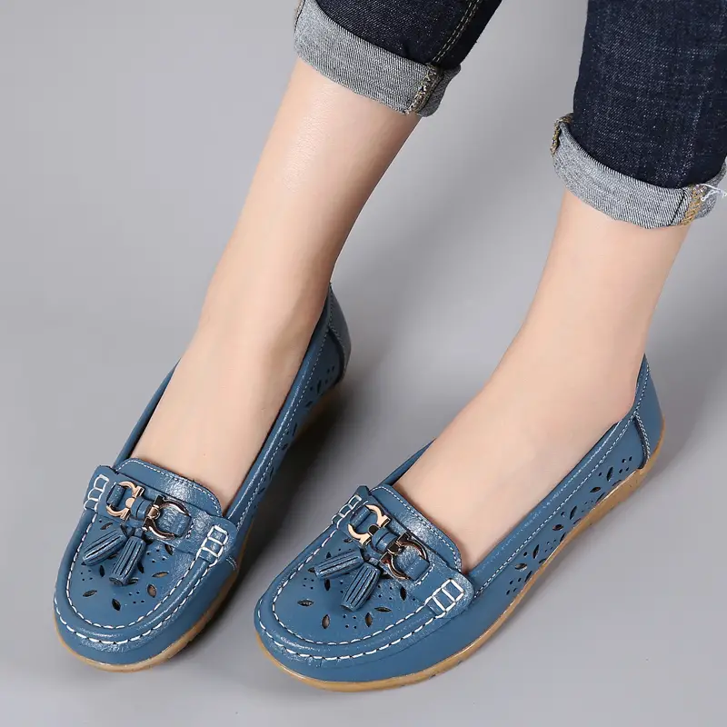 womens hollow out design loafers breathable comfortable slip on shoes solid color flat shoes details 13