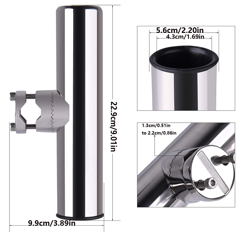 Stainless Steel Adjustable Rail Mount Rod Holder 25mm