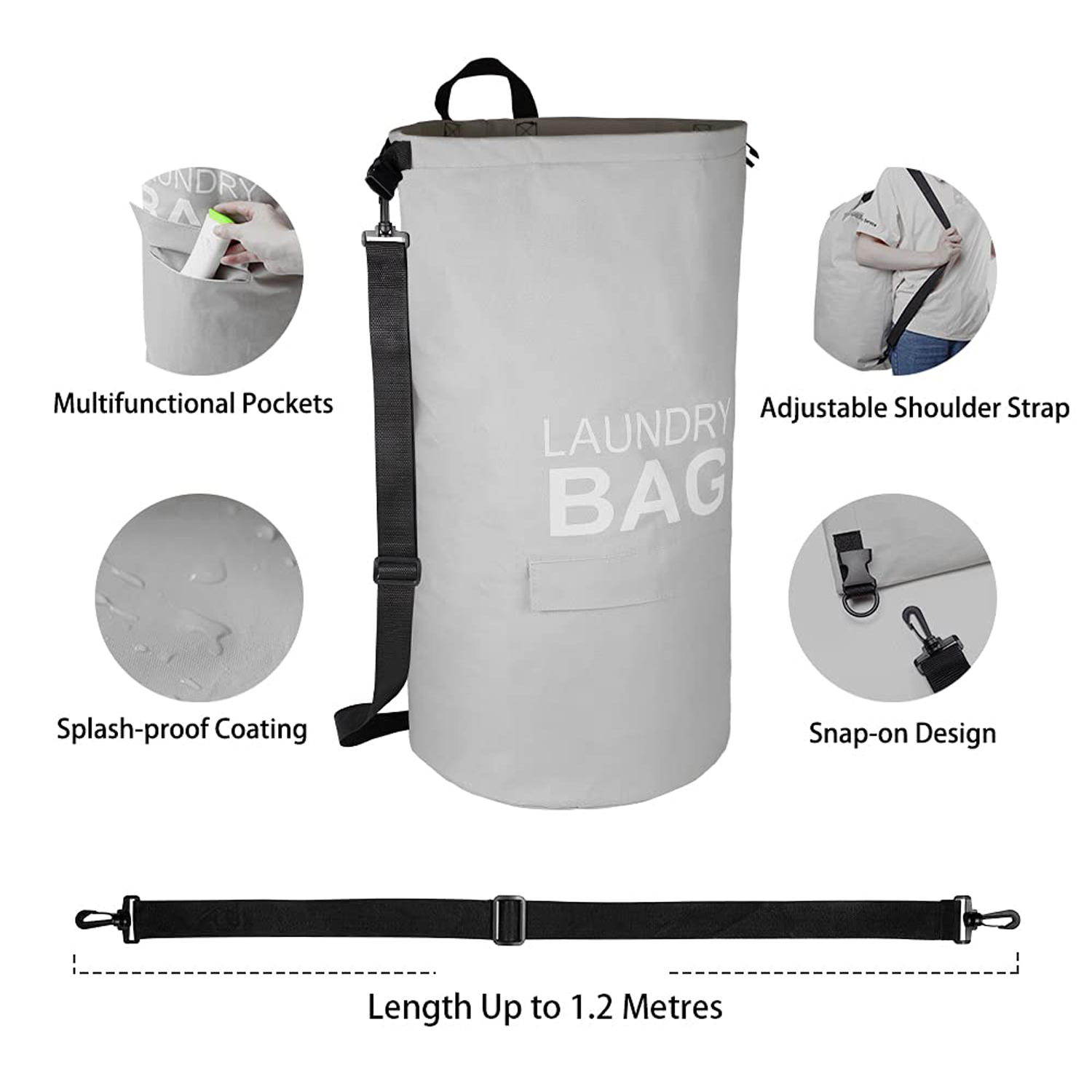 Portable Laundry Hamper Adjustable Shoulder Straps Pocket Temu