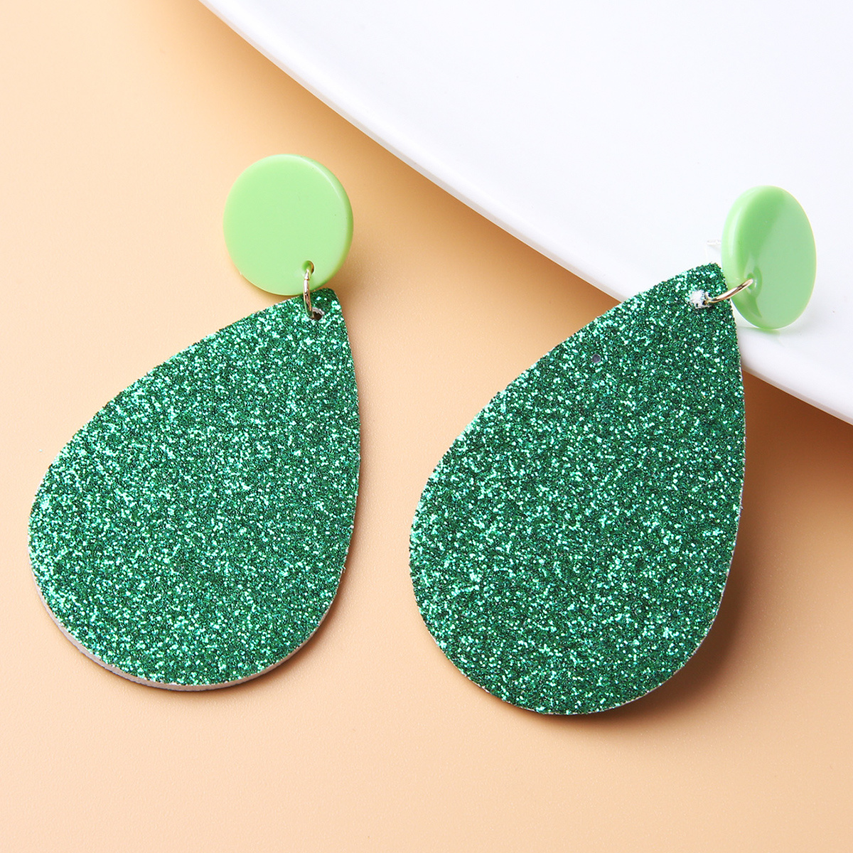 Big Green Teardrop Shape Dangle Earrings St Patricks Day - Temu