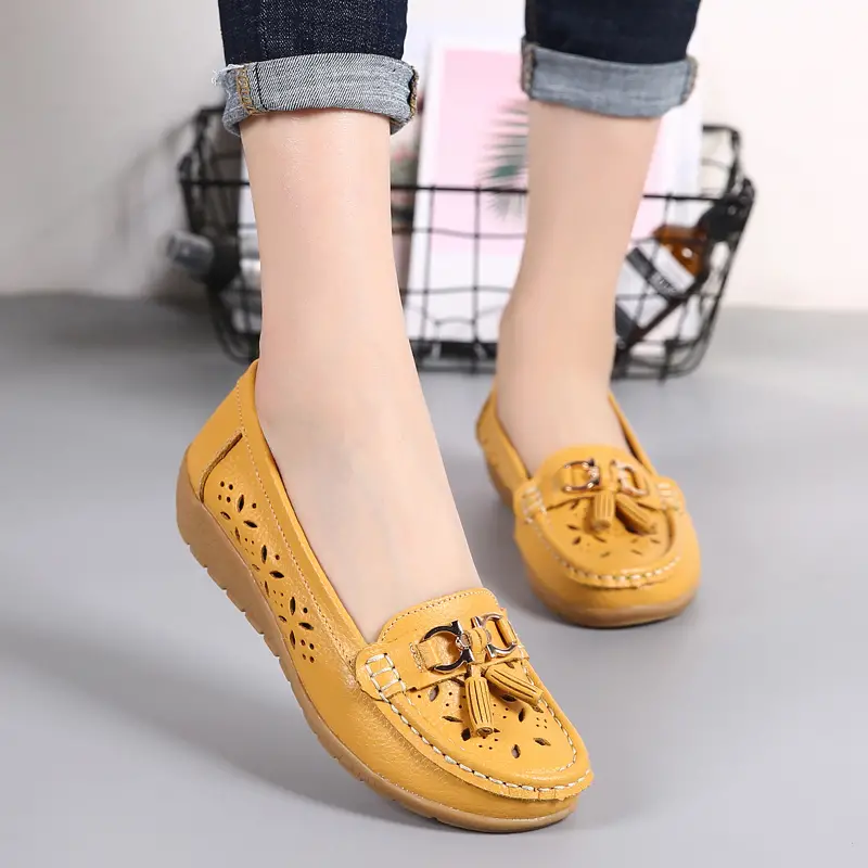 womens hollow out design loafers breathable comfortable slip on shoes solid color flat shoes details 20
