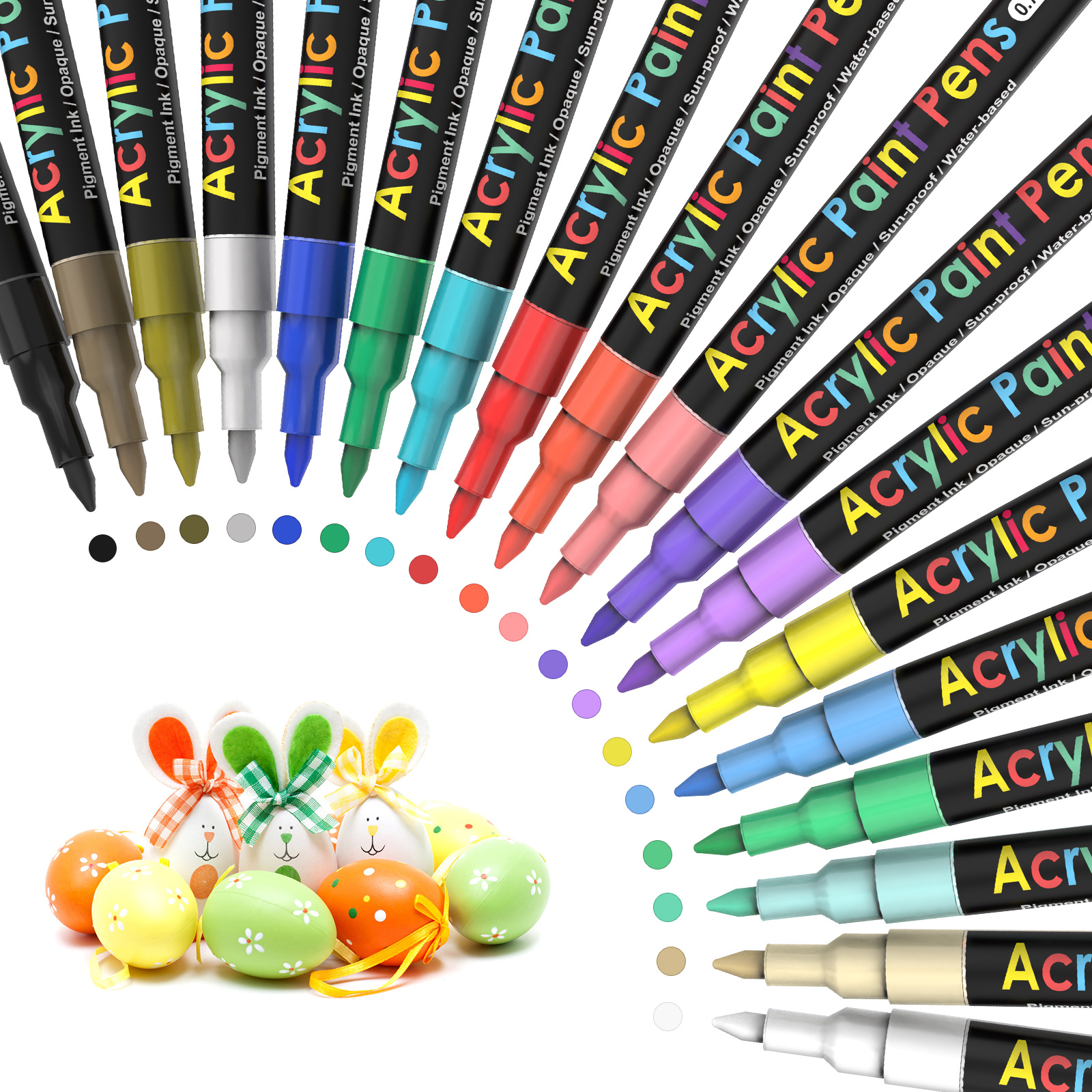Acrylic Paint Pens for Rock Painting, Stone, Ceramic, Glass, Wood, Mugs,  Metal, Fabric, Canvas (30 Pack) 28 Assorted Colors + Extra Black & White  Acrylic Paint Markers. Extra Fine Tip 0.7mm price