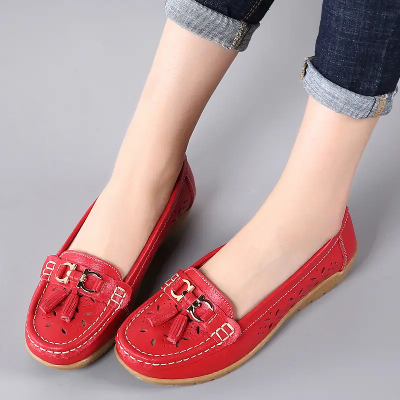 womens hollow out design loafers breathable comfortable slip on shoes solid color flat shoes details 8