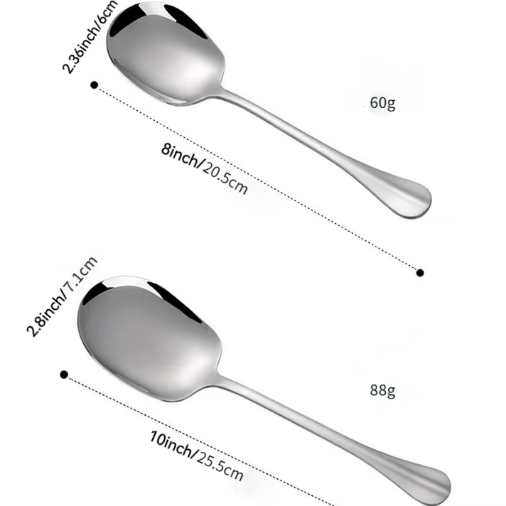 Clupup Square Head Stainless Steel Spoons, Rice& Soup Spoons