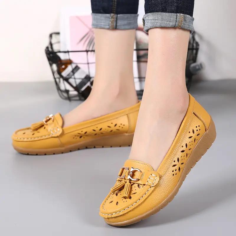 womens hollow out design loafers breathable comfortable slip on shoes solid color flat shoes details 19
