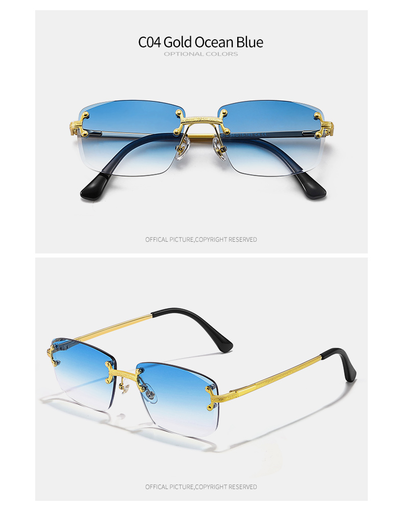 Luxury Rimless Metal Rectangle Sunglasses Men Women Summer Eyewear, Shop  On Temu And start Saving