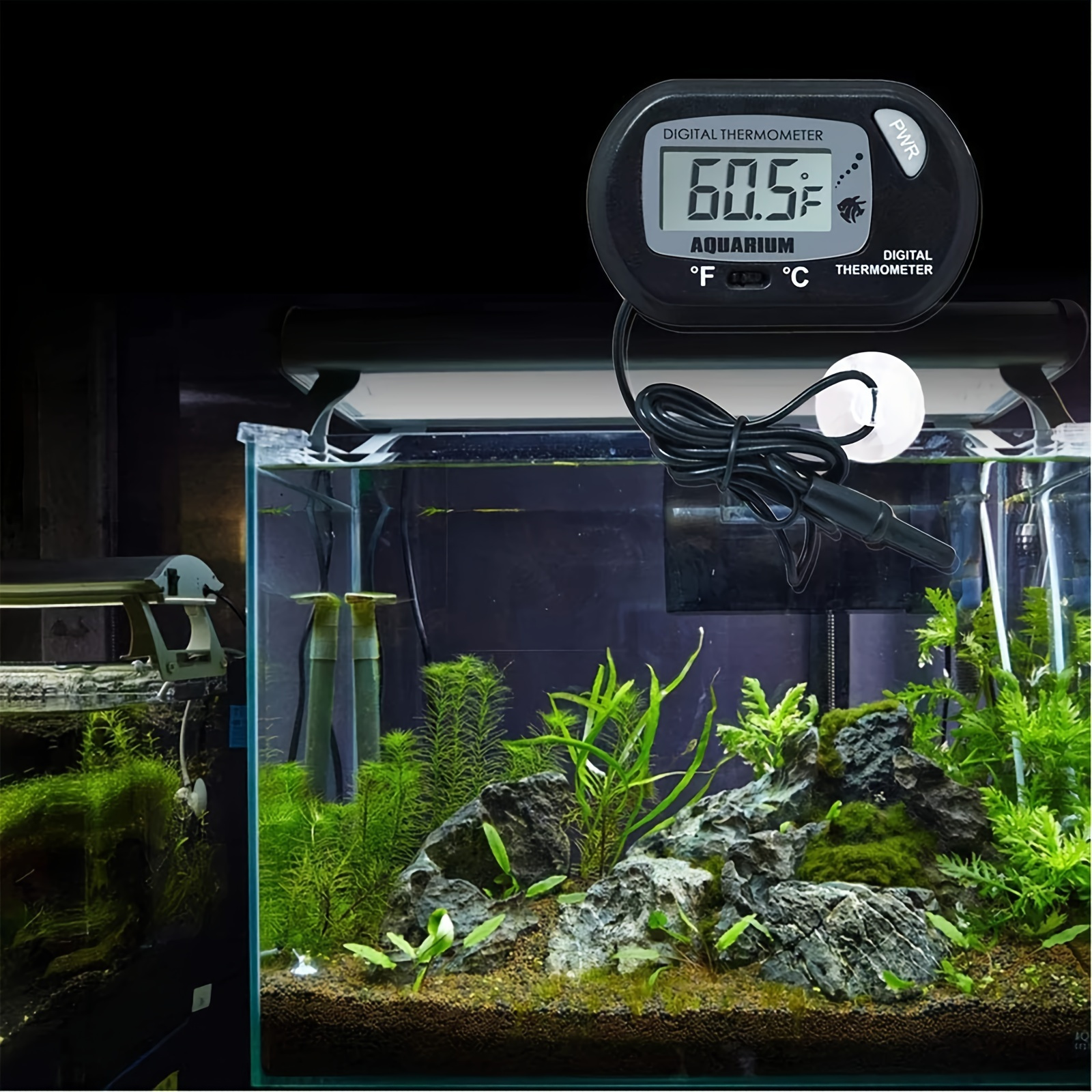 Lcd Digital Aquarium Thermometer, Fish Tank Thermometer With Water