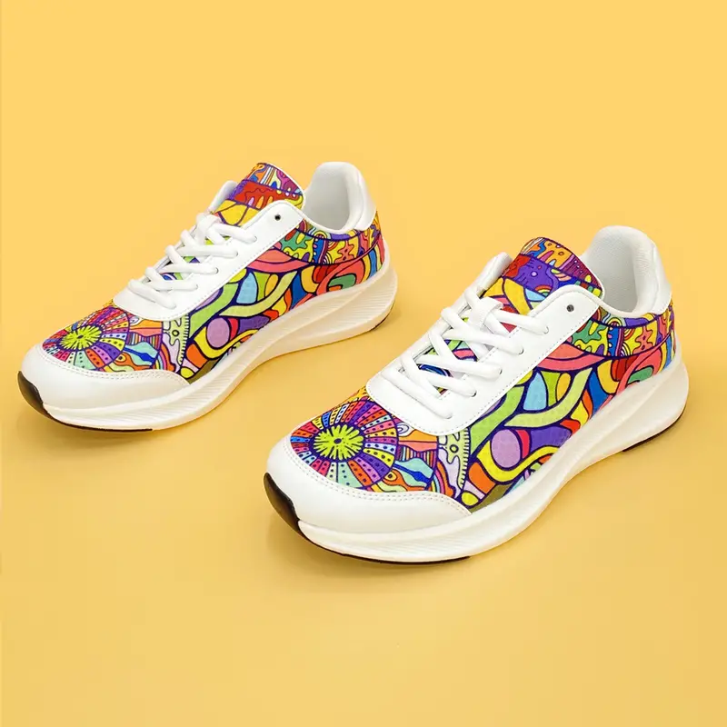 Hand Drawn Print Lightweight Soft Sole Sneakers Breathable - Temu