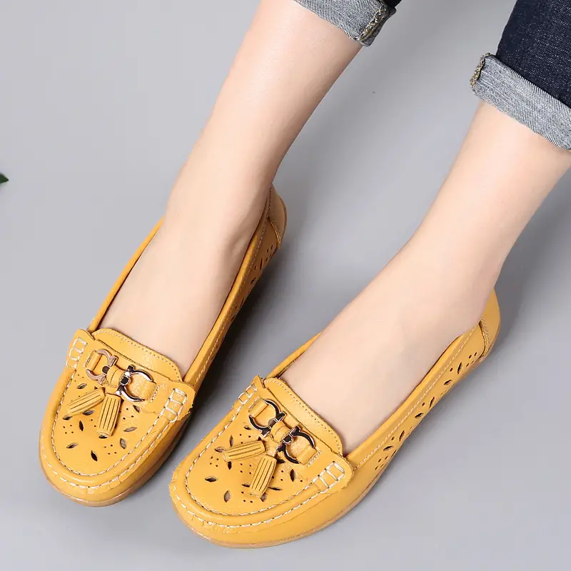 womens hollow out design loafers breathable comfortable slip on shoes solid color flat shoes details 18