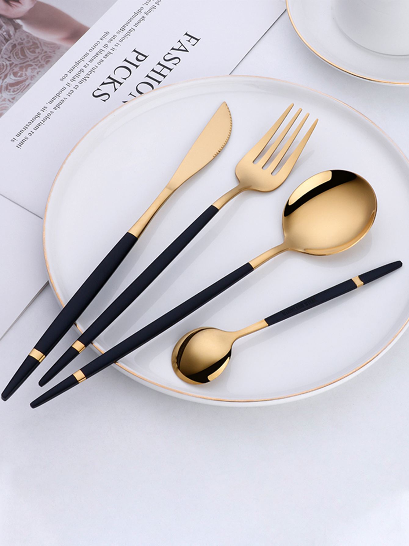 Modern Black Gold Flatware Utensils Set – Nordic Peace