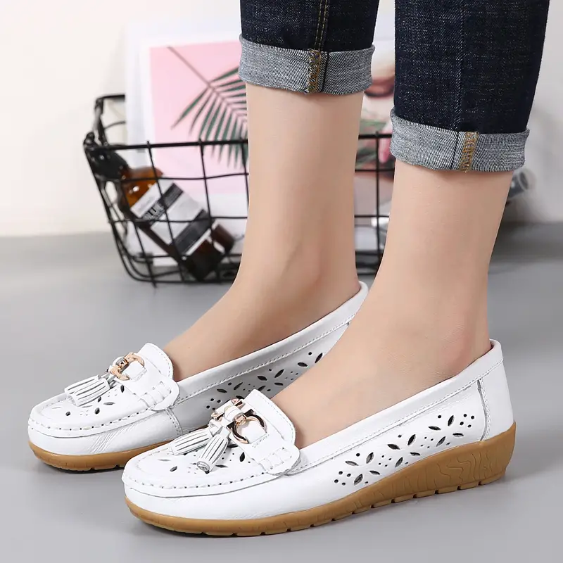 womens hollow out design loafers breathable comfortable slip on shoes solid color flat shoes details 21