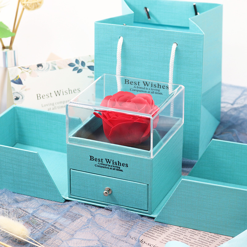 Valentine's Day Rose Preserved Flower Jewelry Box For - Temu