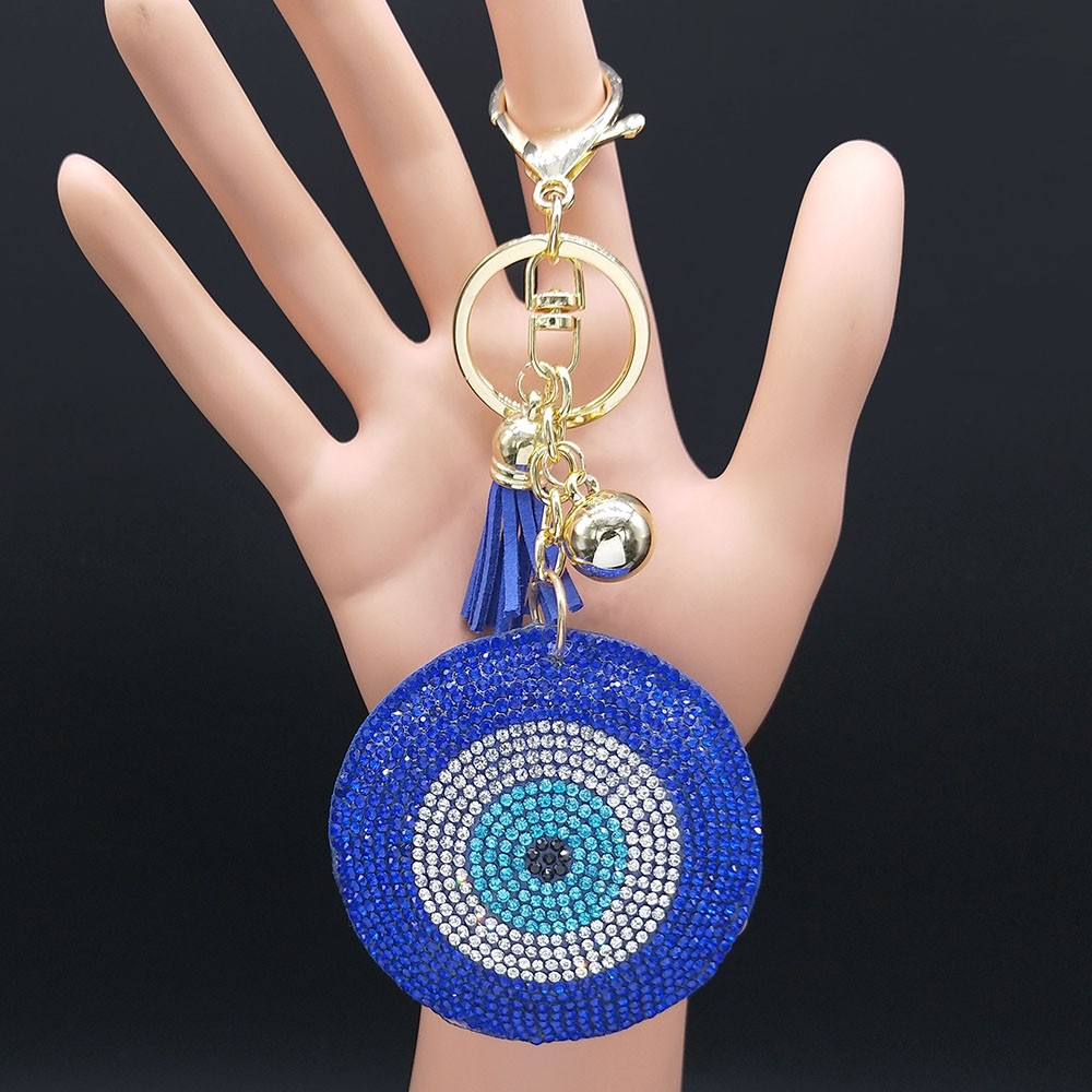 Image of Turkey Eyes Crystal Keychain Fashion Cute Vintage Colorful Bag Key Chain Ornament Bag Purse Charm Accessories