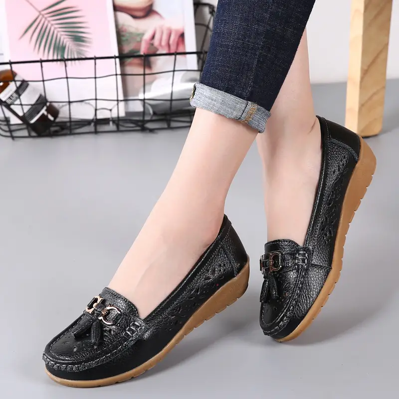 womens hollow out design loafers breathable comfortable slip on shoes solid color flat shoes details 2