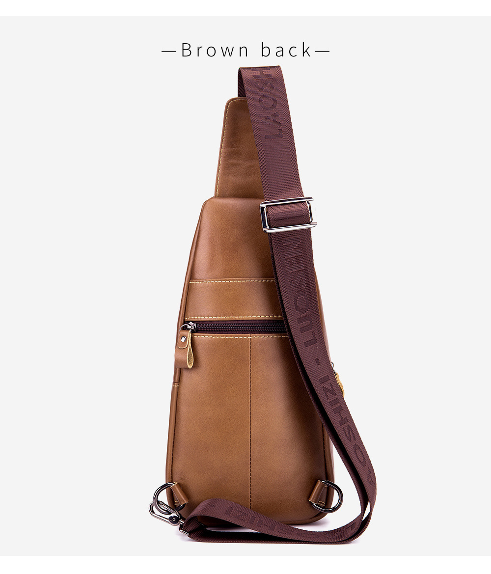 Yezefennhfwxb Chest Bag for Men, Men Cow Leather Casual Fashion Travel Small  Chest Pack Sling Bag Design Triangle One Shoulder Cross Body Bag Daypack  (Color : Brown) price in Saudi Arabia