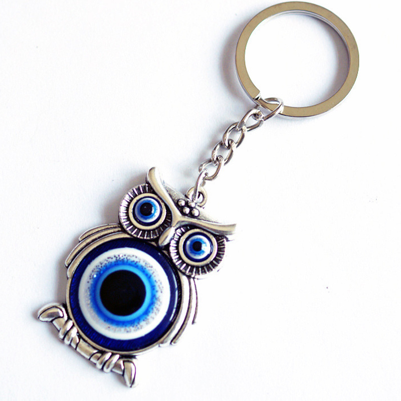 New Cute Crystal Colorful Animal Owl Metal Keychain Car Bag Charm