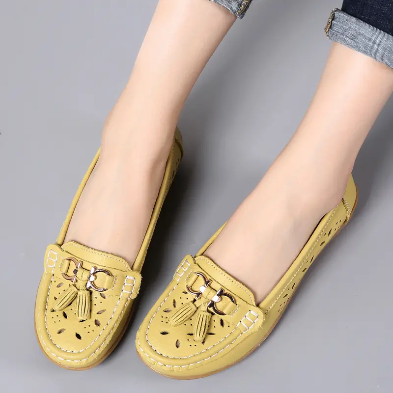 womens hollow out design loafers breathable comfortable slip on shoes solid color flat shoes details 15