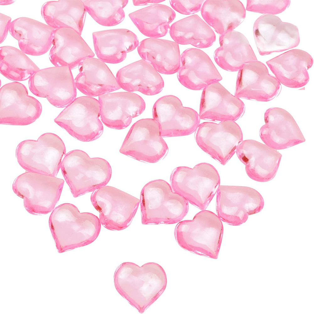 HUIANER Pink Acrylic Heart Gems 1lb Hearts Shaped Crystals Beads for Valentine's Day Decorations Vase Filler Table Scatter Engagement Wedding Home