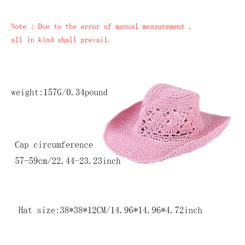 Hollow Cowboy Cowgirl Hat Breathable Visor Hat Women Outdoor Travel Beach  Sunscreen Straw Hats Elegant French Style Fisherman, Save Money On Temu