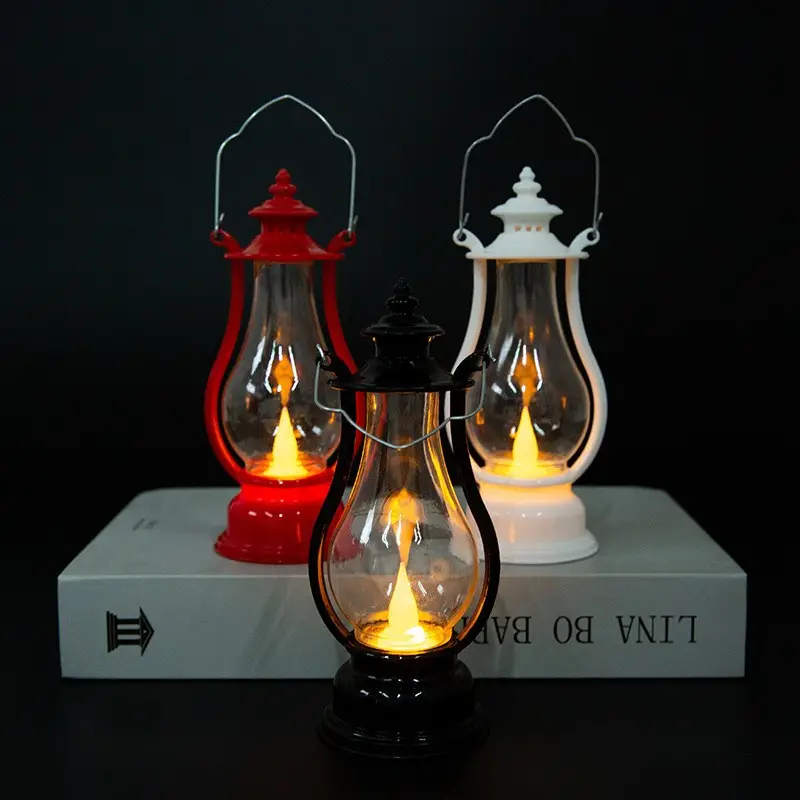 1pc retro portable flameless candle lamp led luminous night light creative small oil lamp holiday decoration ornament creative atmosphere lamp creative wine pot candle light wind lamp ornament details 0