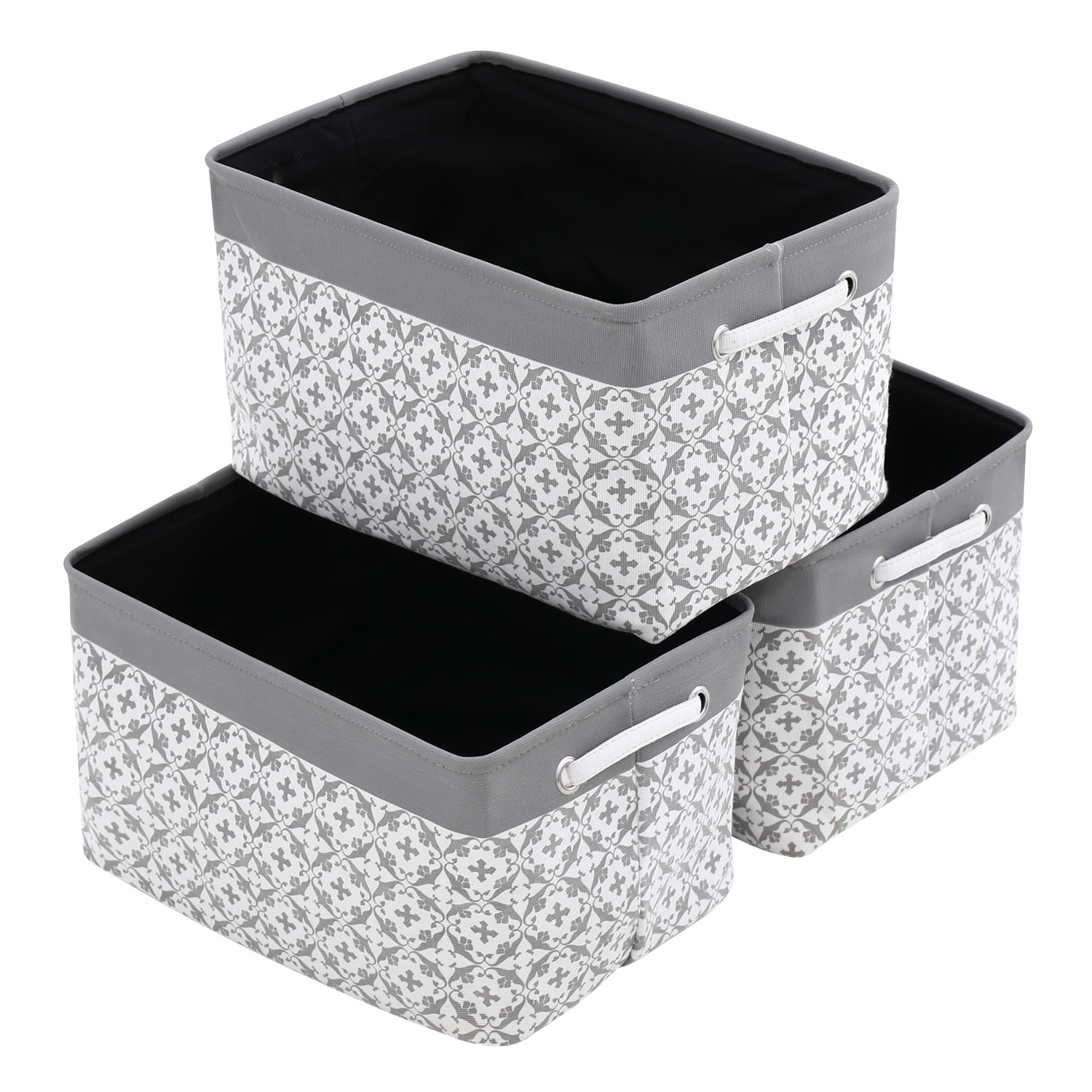 3pcs Folding Storage Bins Foldable Canvas Fabric Storage Basket Cubic Box