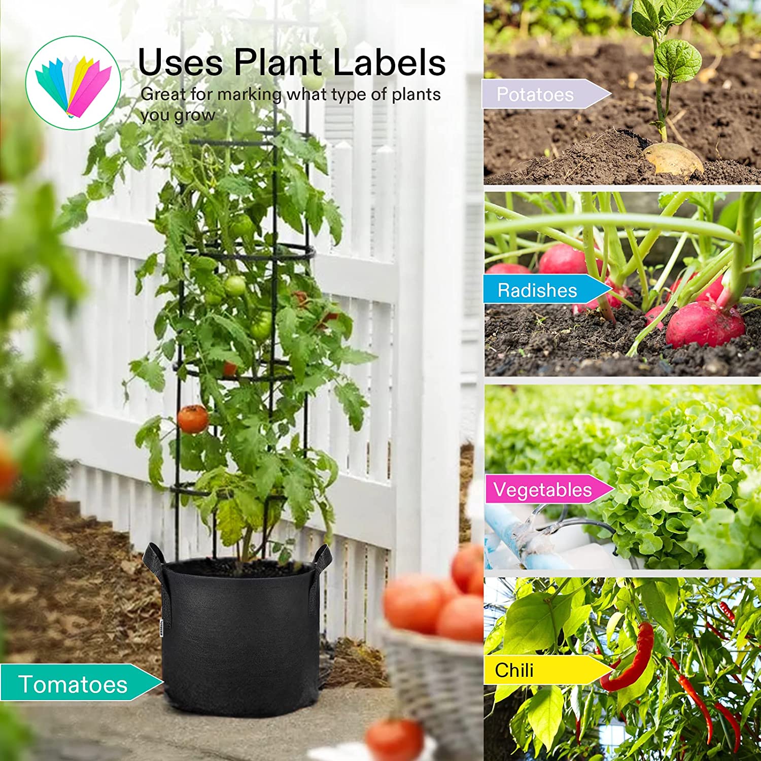 3-Pack 75 Gallon Plant Grow Bags Heavy Duty (34x20 inch) Reusable Fabric  Plant Pots for Tomato,Potato Planter,Flower Pot,Herbs Vegetables Planter