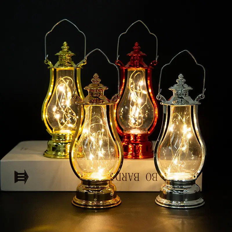 1pc retro portable flameless candle lamp led luminous night light creative small oil lamp holiday decoration ornament creative atmosphere lamp creative wine pot candle light wind lamp ornament details 1