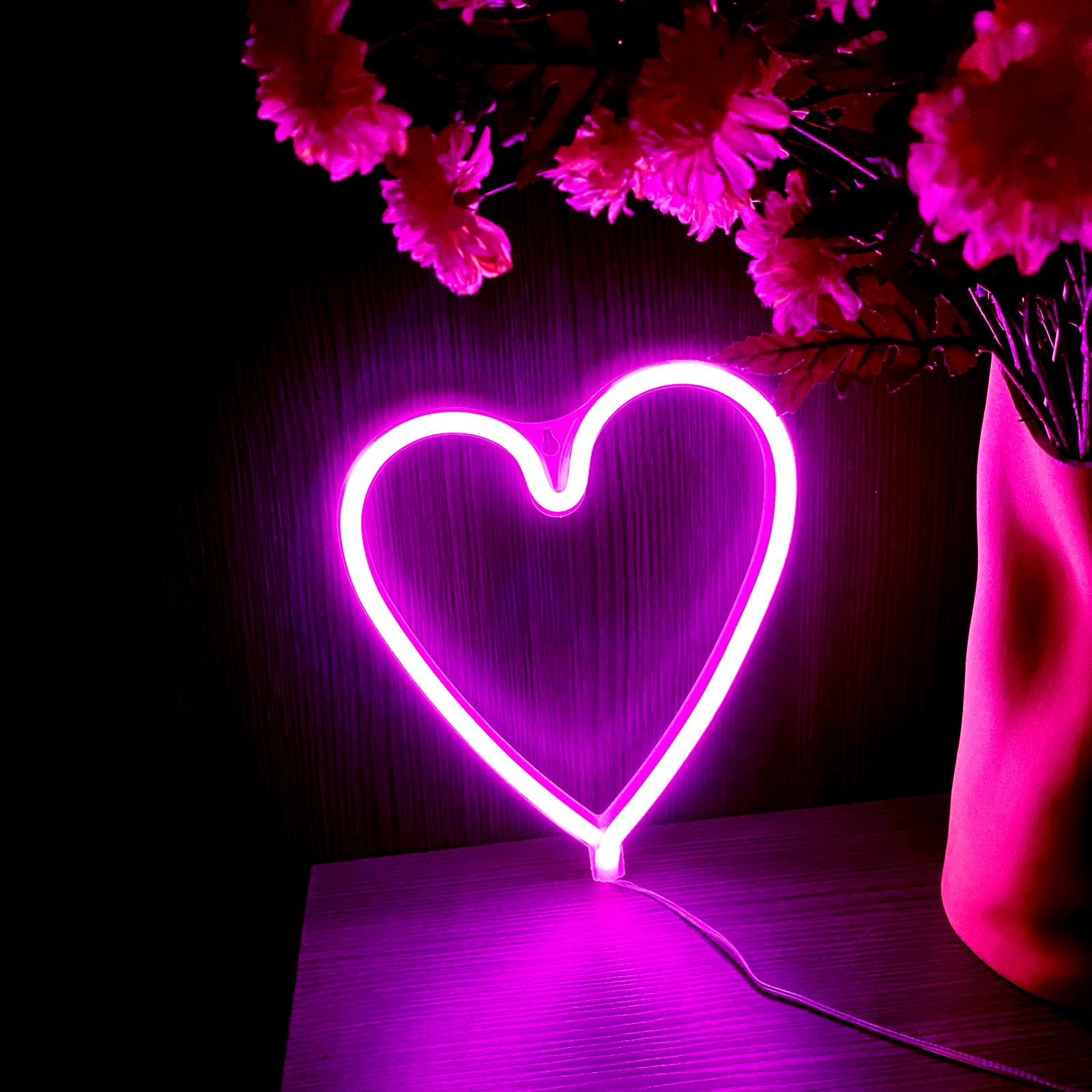 Heart Shaped Lights Blue Heart Neon Light Valentine Heart Temu
