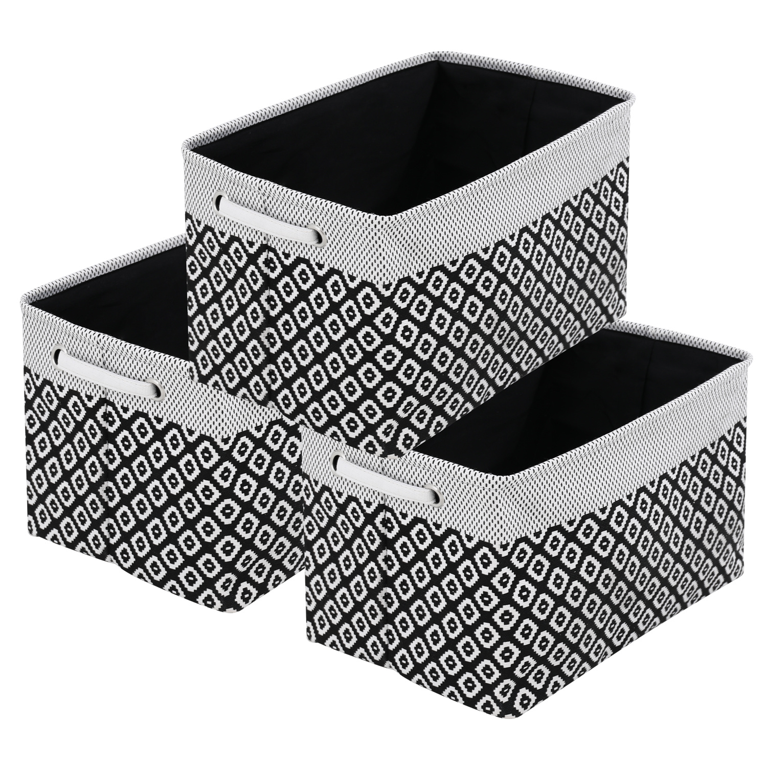 3pcs Folding Storage Bins Foldable Canvas Fabric Storage Basket Cubic Box