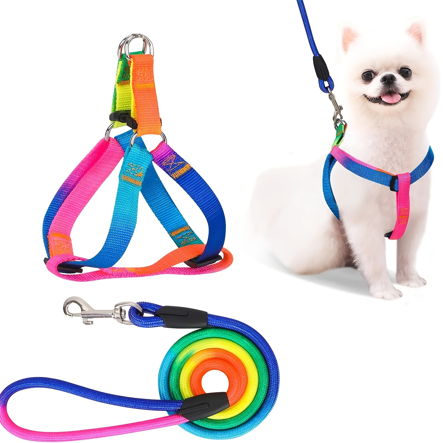 

Colorful No-pull Pet Harness And Leash Set For Small And Medium Dogs And Cats - Perfect For Outdoor Walking And Training