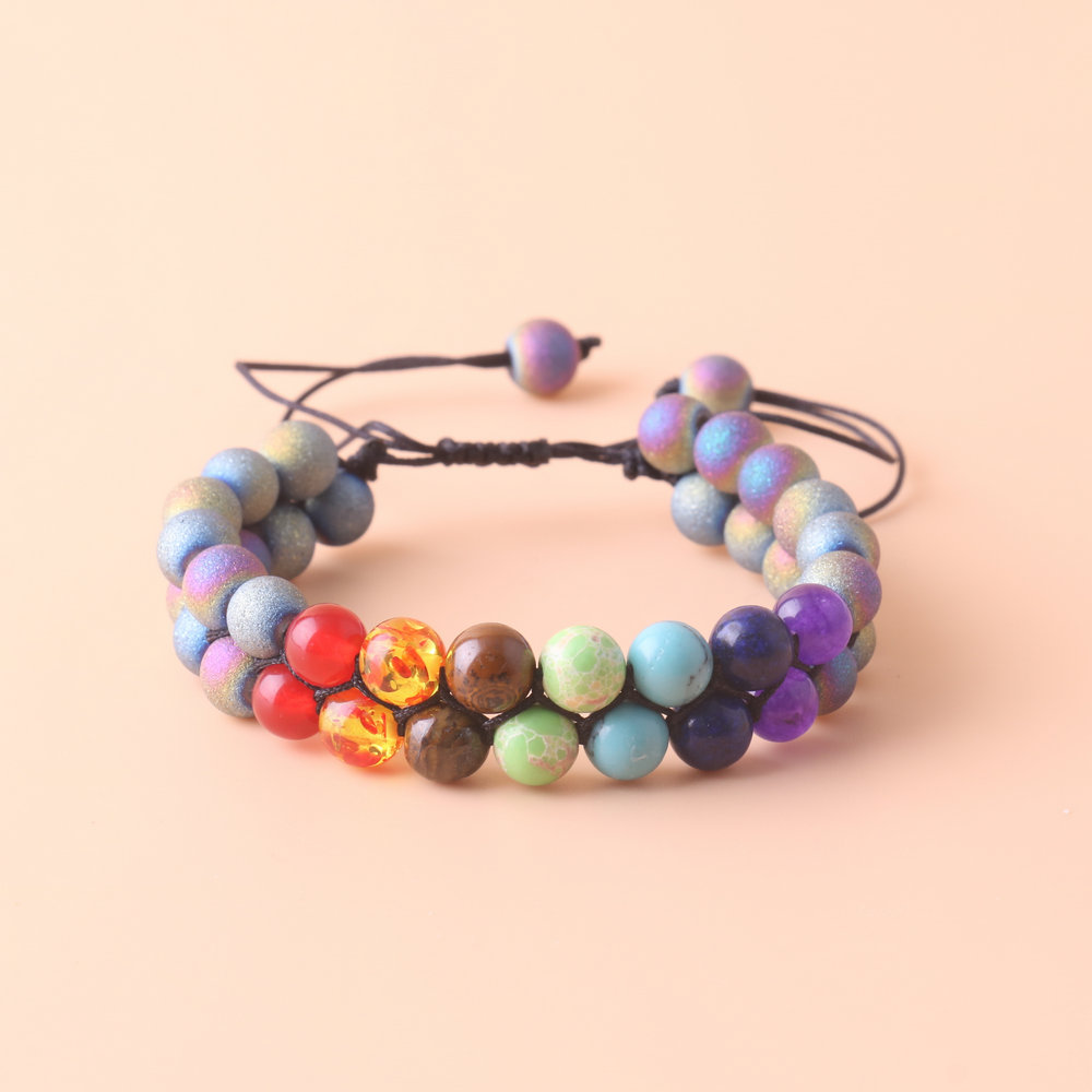 Colorful Crystals Beaded Bracelet For Yoga Meditation - Temu