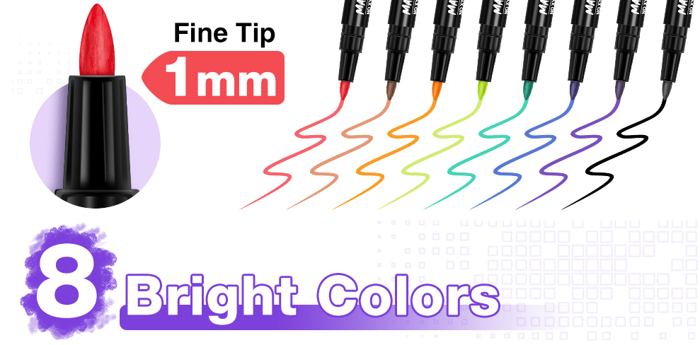 LivDeal Paquete de 16 marcadores magnéticos de borrado en seco, punta fina  (8 colores), marcadores de pizarra blanca de bajo olor para niños y