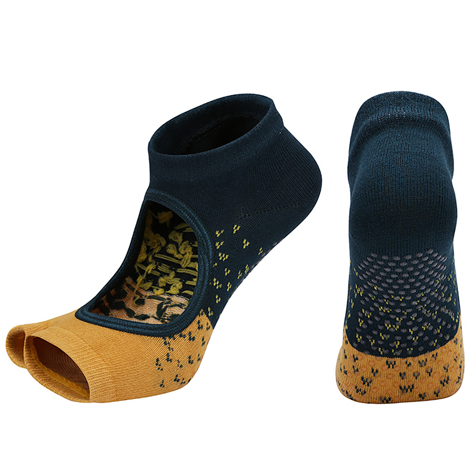Non slip Yoga Socks With Contrast Color Design Instepless - Temu Japan