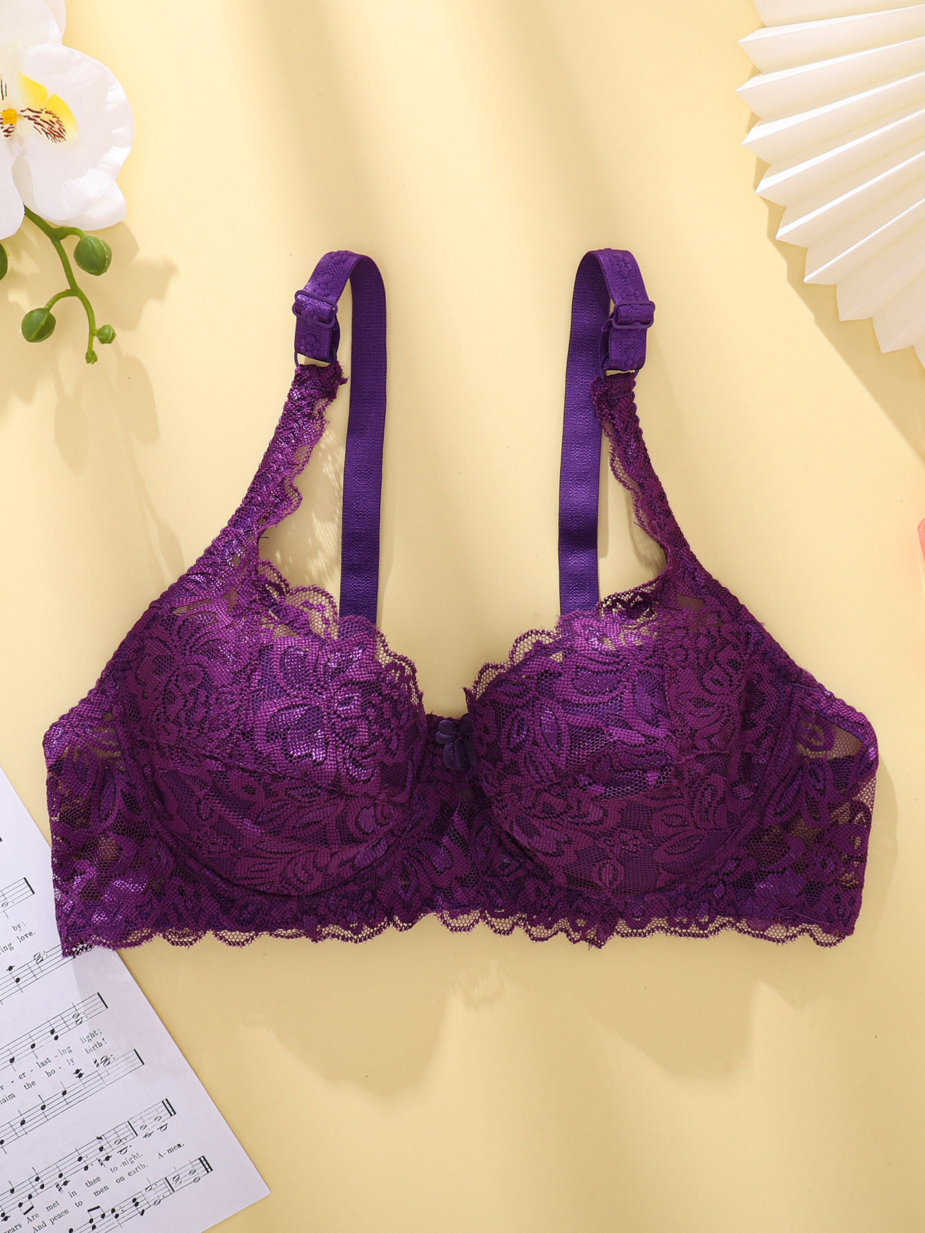 Floral Lace Underwire Bras Breathable Elegant Center Petit - Temu