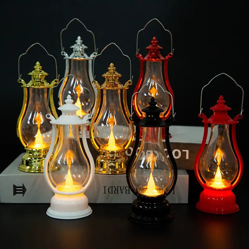 1pc retro portable flameless candle lamp led luminous night light creative small oil lamp holiday decoration ornament creative atmosphere lamp creative wine pot candle light wind lamp ornament details 3