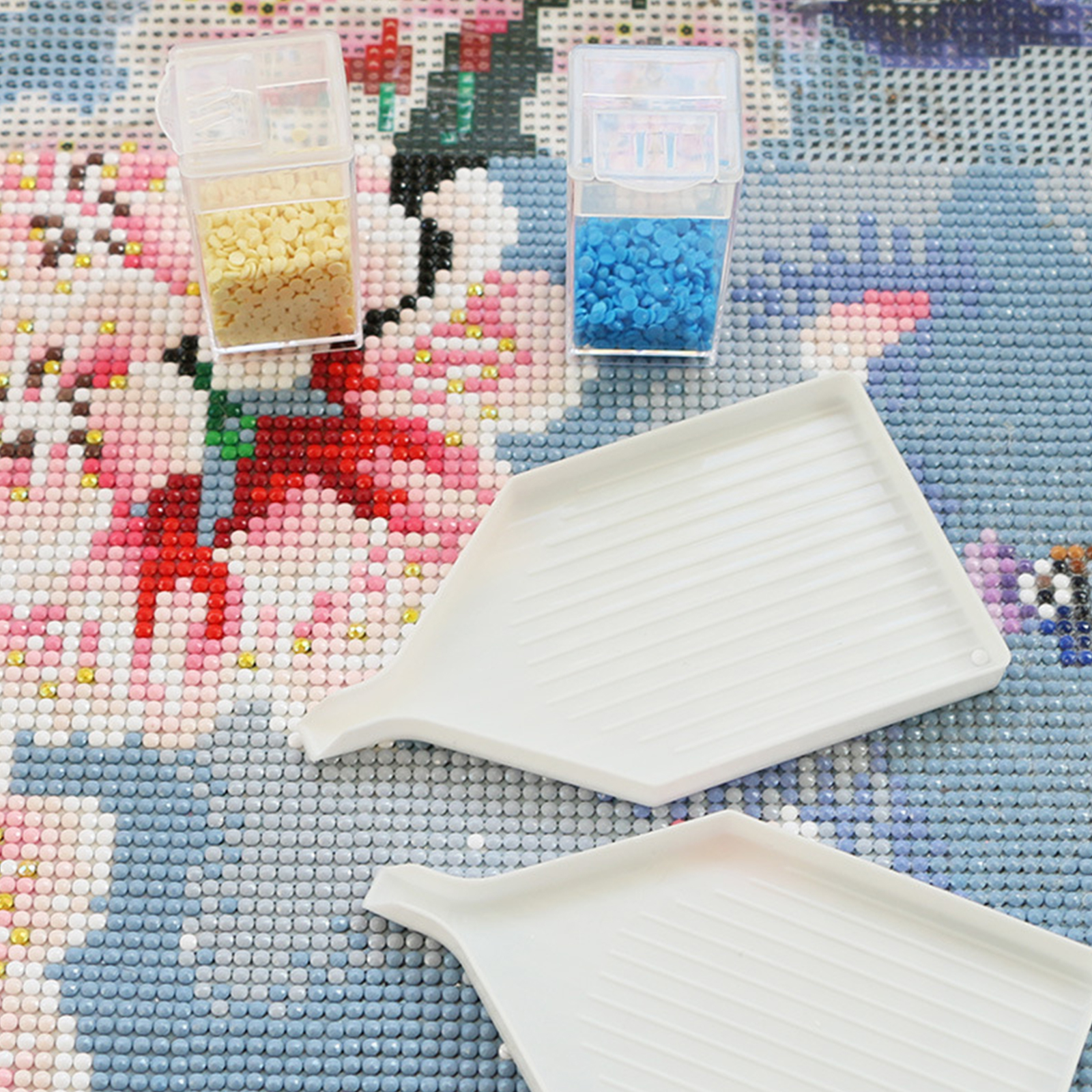 meijuhuga Cross Stitch Trays 5D 1 Set Easy to Catch Diamond Painting Tray  Set Portable Creative for Kids 