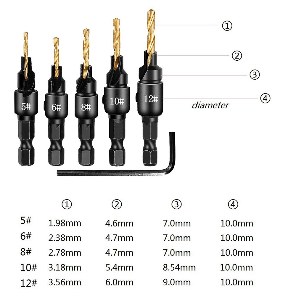 Countersink Drill Woodworking Drill Bit Set Drilling Pilot - Temu