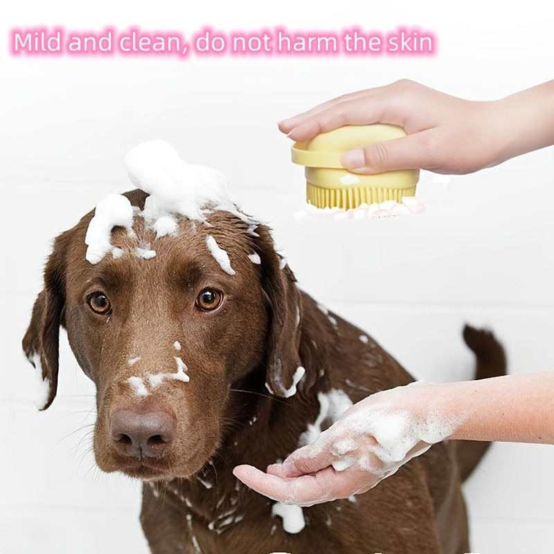 Bath Brush Pet Shampoo Brush Silicone Puppy Massage Brush Dog Shower Brush  With Soap Dispenser Grooming Shower Brush - Temu