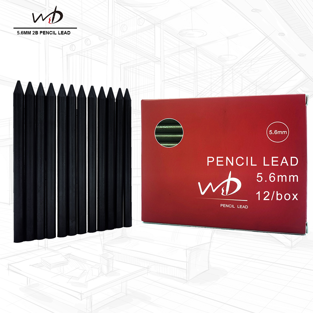 Wsd Mechanical Pencil Lead Sketch Graphite Pencils 5 6mm X 89mm Leads 2b  Lead 2b Graphite Lead Refill Sketch Drawing Drafting Wood Working - Office  & School Supplies - Temu