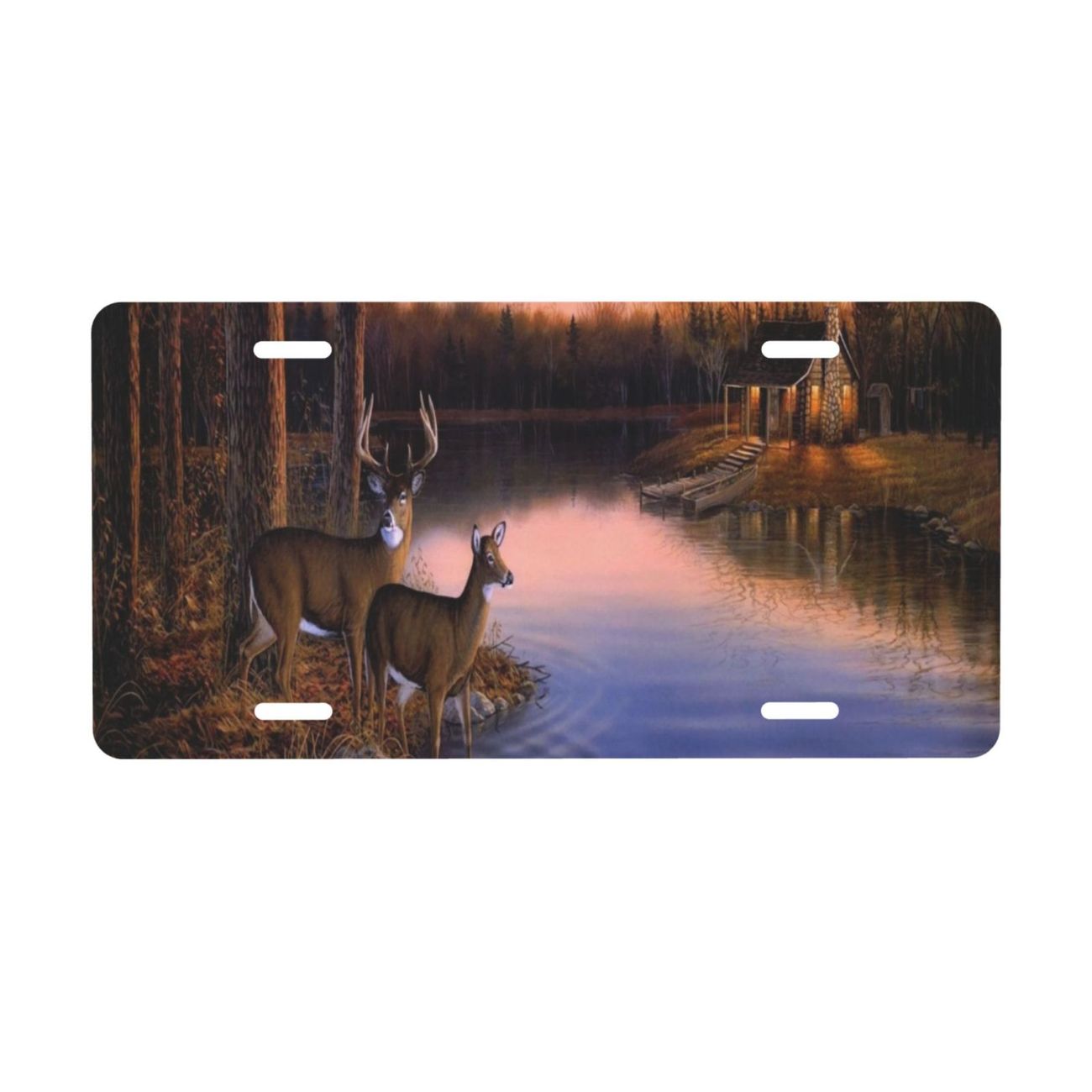 1pc Best Design Deer Nature River Birch Animals Metal License Plate For Car  12 X 6inch | Shop Now For Limited-time Deals | Temu