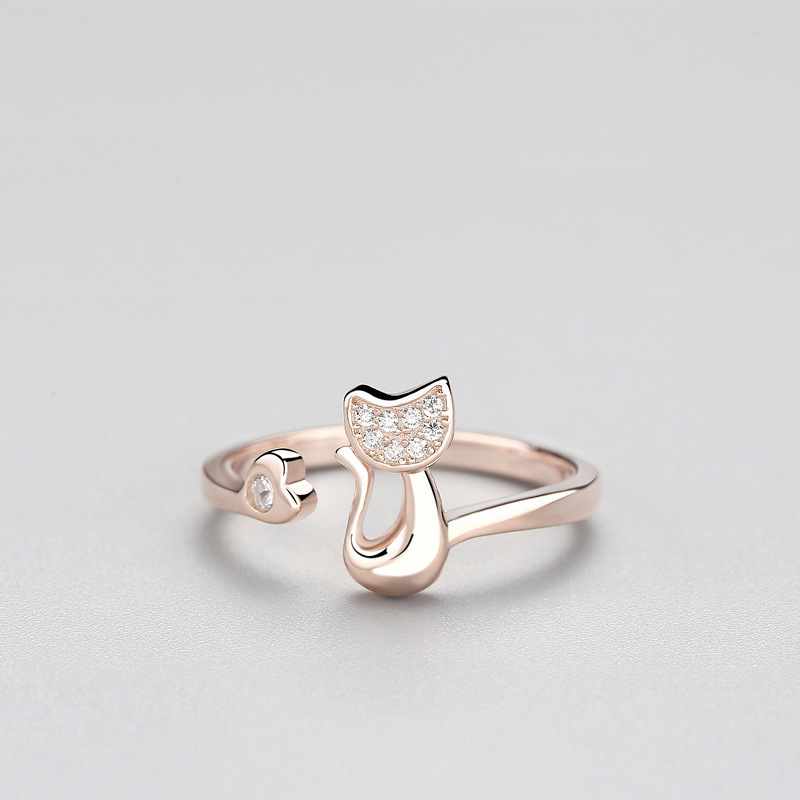 TEMU Lindo Gato Gatito Anillo Abierto Chapado En Oro Joyería Para Mujeres Niñas Adolescentes