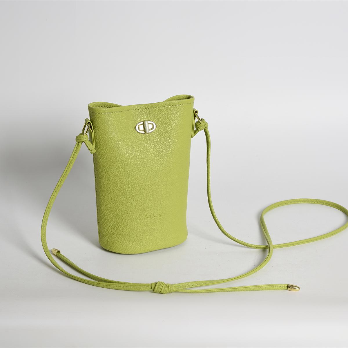 7 Inch Leather Crossbody Bag in Yellow