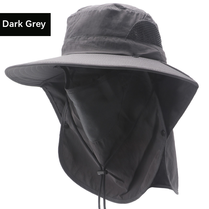 Dark Grey Cool and Handsome 1pc Hat, Men's Wide Brim Sun Hats Summer Waterproof Breathable Bucket Hat Hiking Camping for Fishing,Casual,Temu