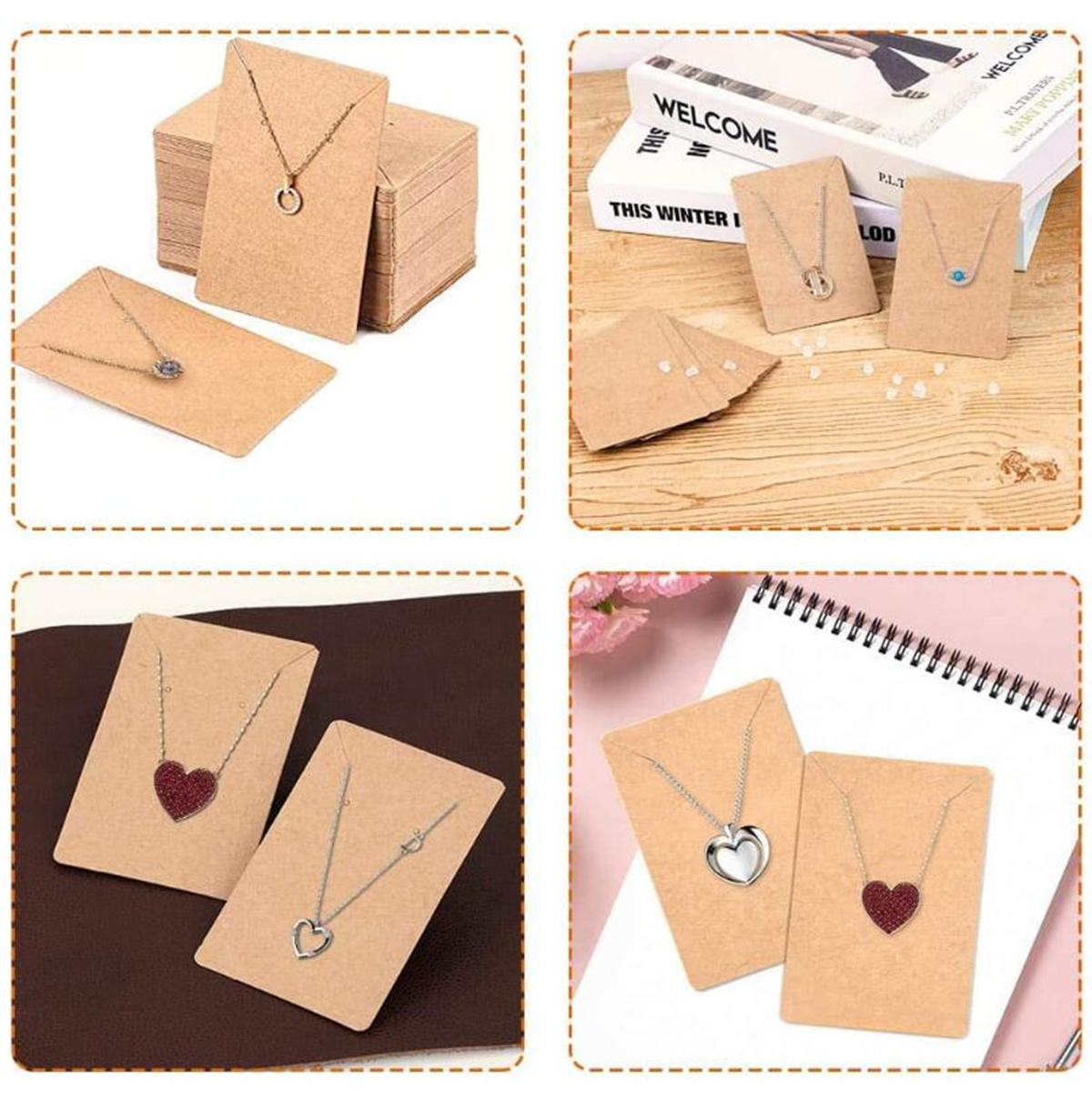 Kraft Paper Square Earrings Necklace Card Paper Blank Jewelry Set Cards Temu